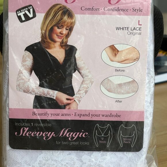 Sleevey Magic White Lace Makes Arms Look Great ! New In Package Size L - Picture 3 of 4